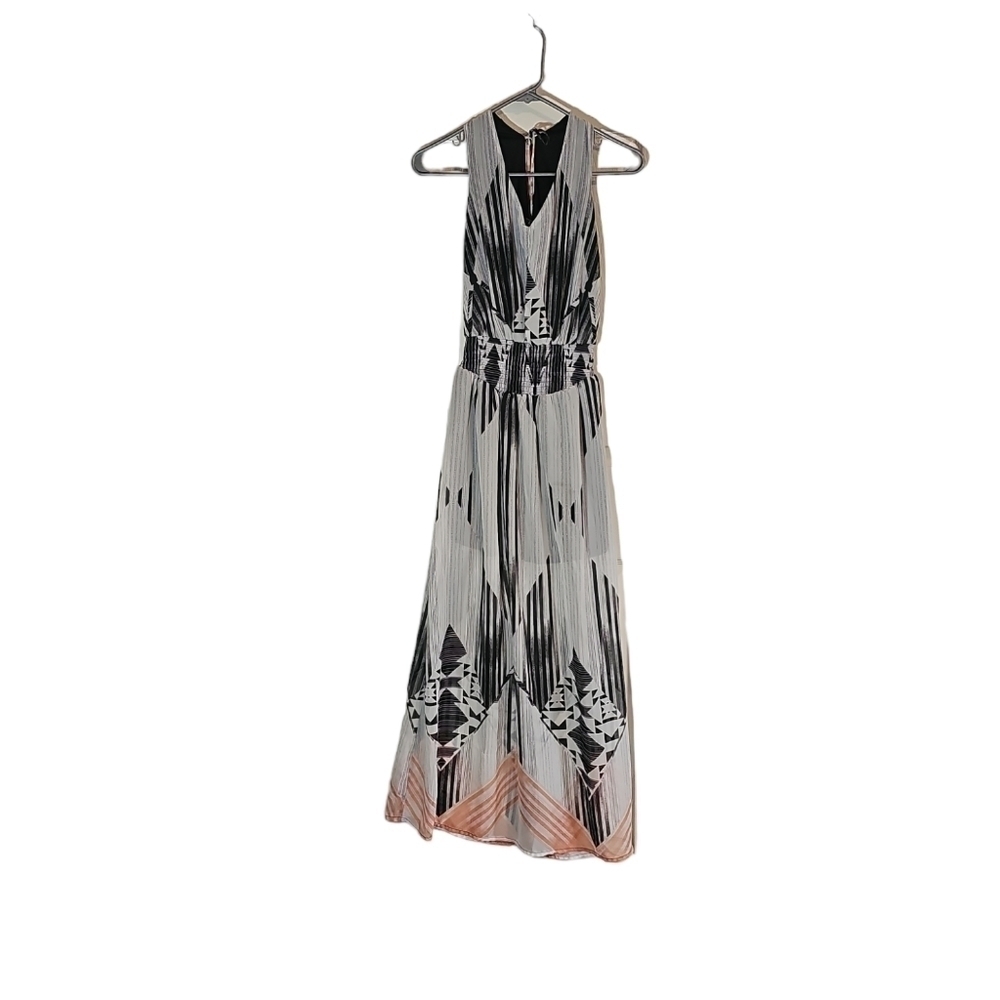 Fire Los Angeles Partial Lined Maxi Dress Semi Sheer V Neck Size S